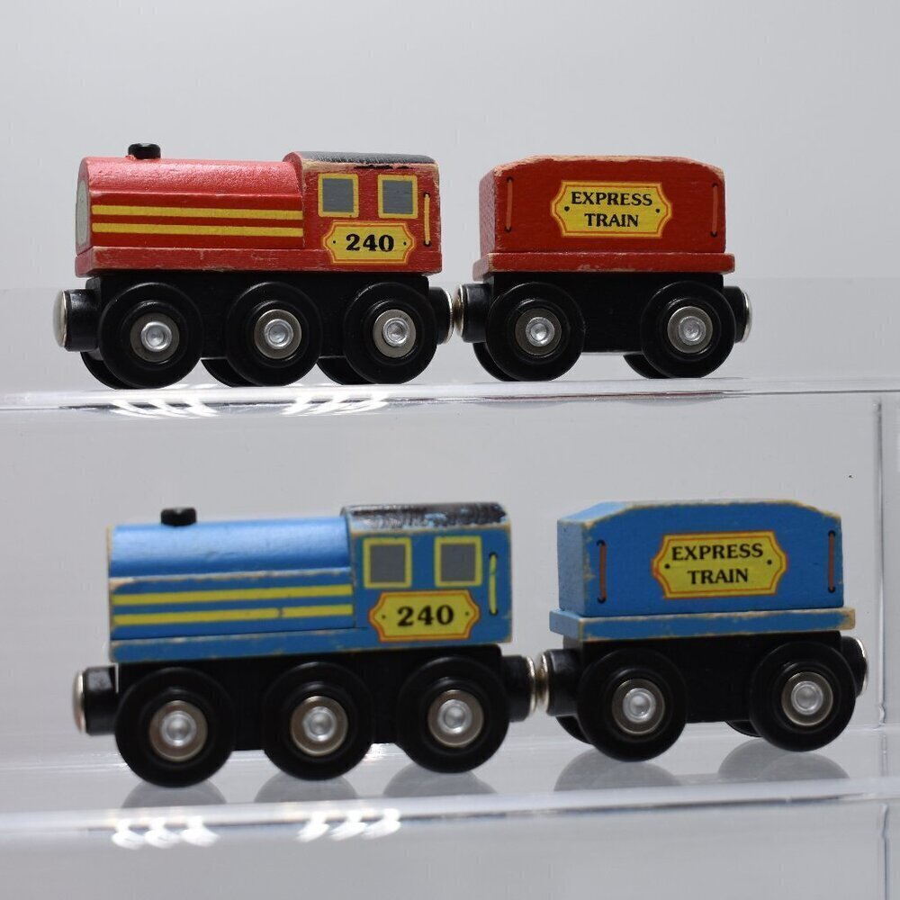 Melissa and Doug Wood Express Train Set Pieces Engine Coal Car Lot of 2 - 4 pcs